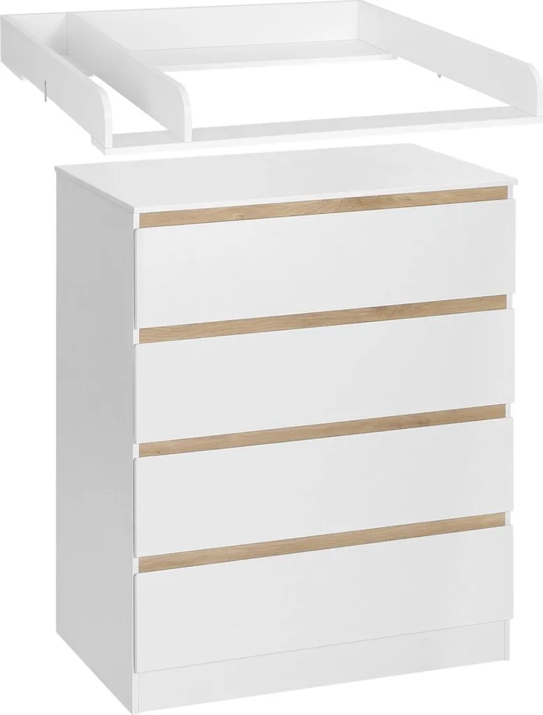 Commode bébé 4 tiroirs blanche, table à langer sécurisée et robuste - 7