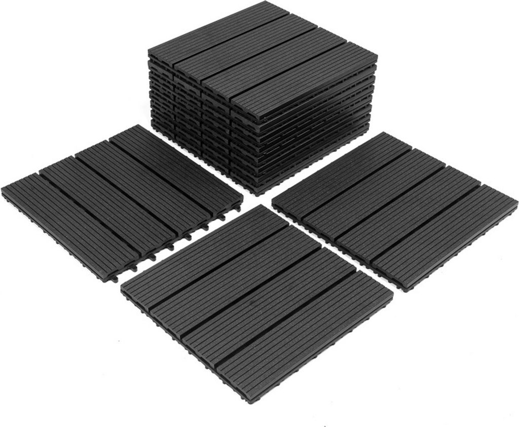 Yakimz Terrassenfliesen 30x30cm, 55 Stück, 5 qm, Anti-Rutsch-Oberfläche, Klickfliesen aus Kunststoff in Holzoptik, Bodenbelag, witterungsbeständ...