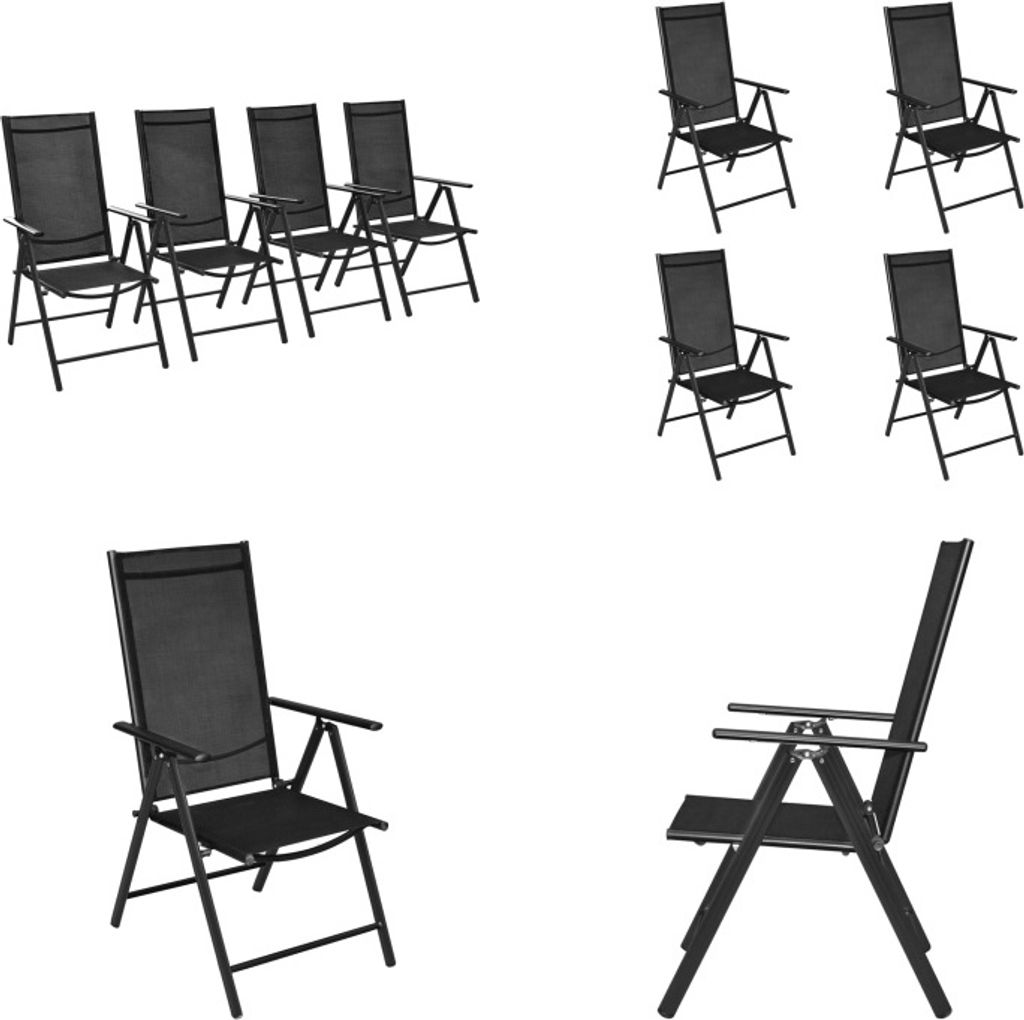 vidaXL Gartenstühle Klappbar 4 Stk. Aluminium und Textilene Schwarz - Gartenstuhl - Gartenstühle - Klappstuhl - Klappstühle