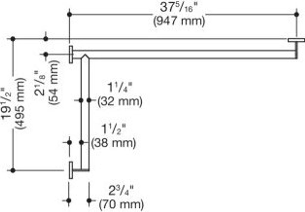 HEWI 900.35.16440 Duschhdl.,d:32, li, W1=947mm,
