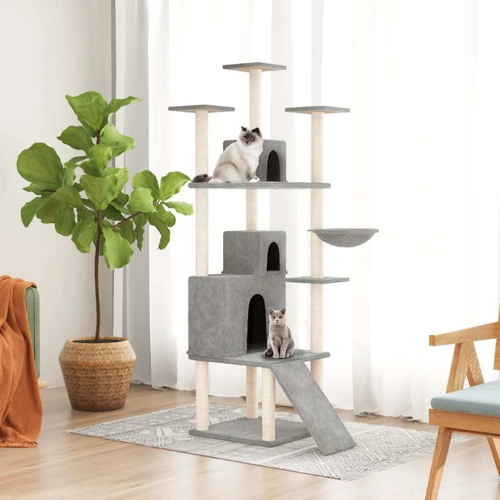 Albero Tiragraffi 175cm Grigio Chiaro: Design e Comfort per Gatti