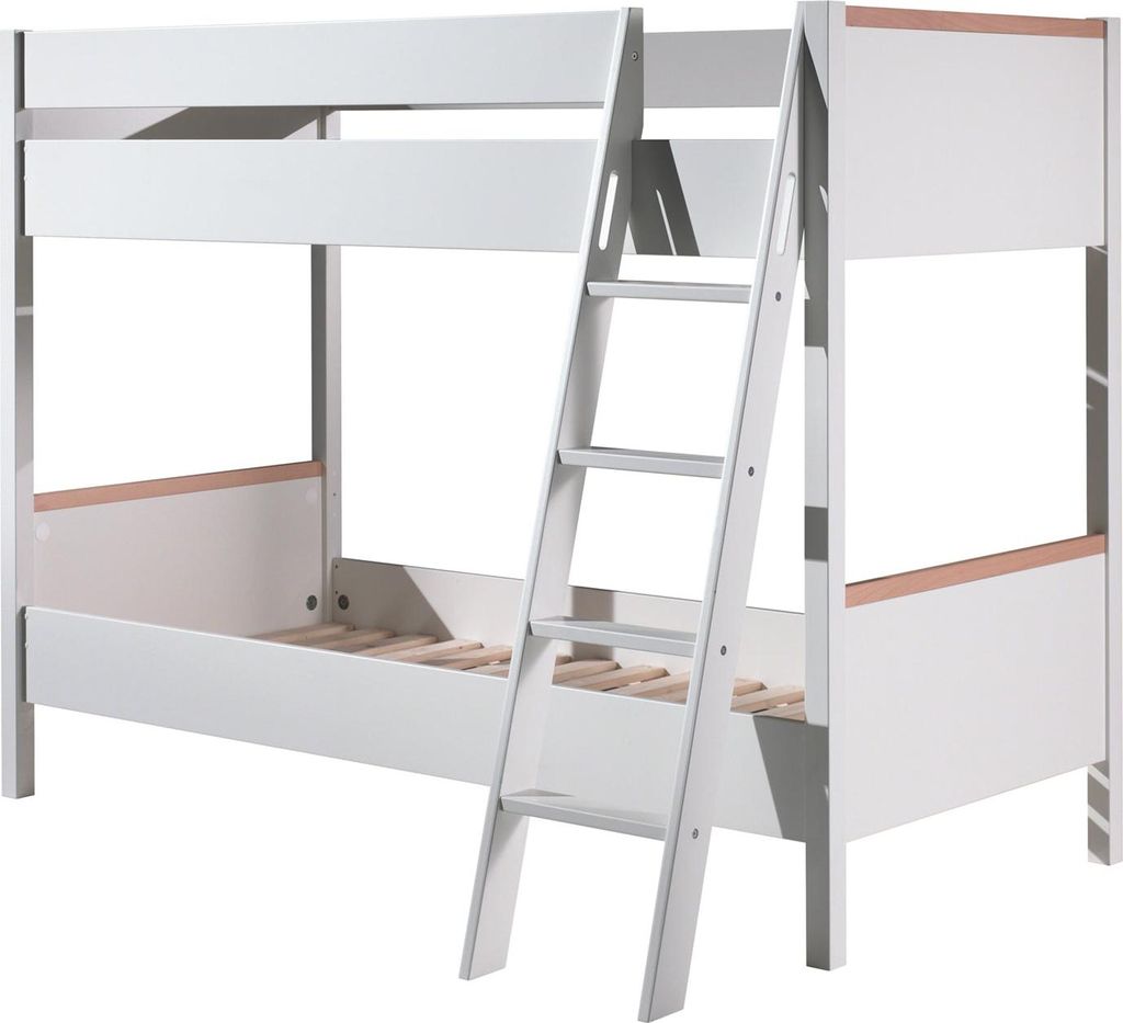 FURNLUX Bunk Bed London White 90x200cm / Hauptfarbe: Weiß / Abmessungen: 139 x 211 x 160 cm