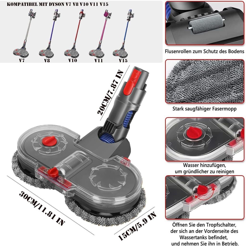 Elektrischer Wischaufsatz für Dyson V11 V10 V8 V7 V15 Produktbild 7