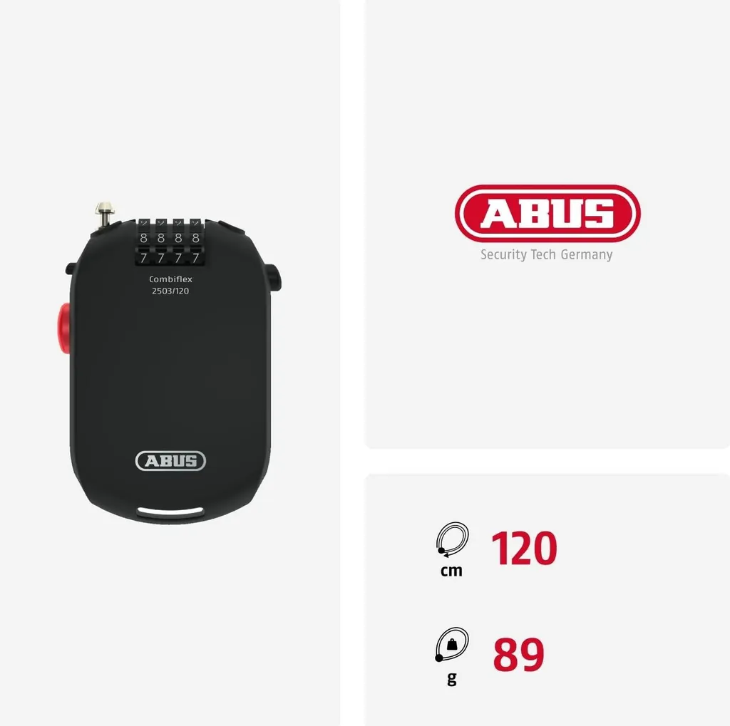 Antivol pour Ski et Poussette ABUS Combiflex - Câble Long de 105 cm à Code - 4