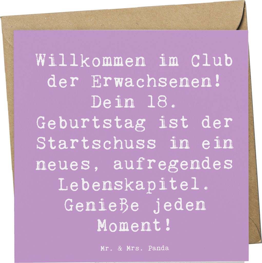 Mr. & Mrs. Panda Grußkarte Spruch 18. Geburtstag Start - Lavendeltraum - Geschenk, Alter, unvergessliche Reise, anlasskarte, persönliche Entwickl...