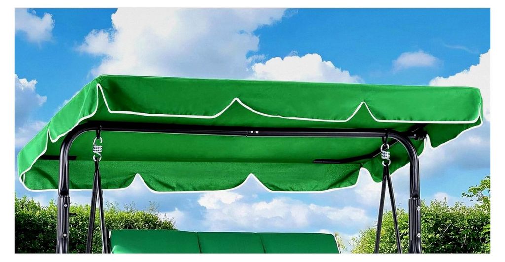 Wasserdichter Dachbezug für Hollywoodschaukel, Ersatzdach mit Klettverschluss, Gartenschaukel Dach mit 4 verstellbaren Tunnel (Grün)