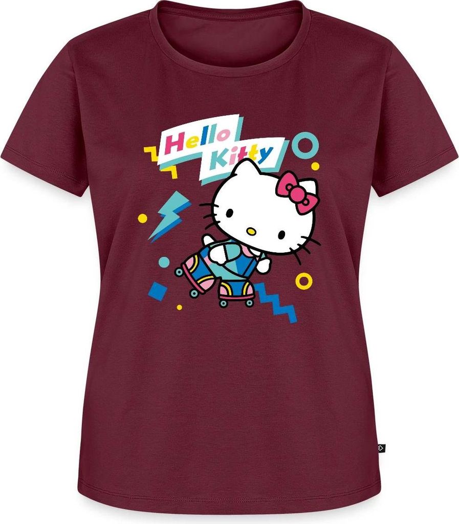 Spreadshirt Hello Kitty 90er Stil Mit Rollschuhen Frauen Premium T-Shirt, 4XL, Burgunderrot