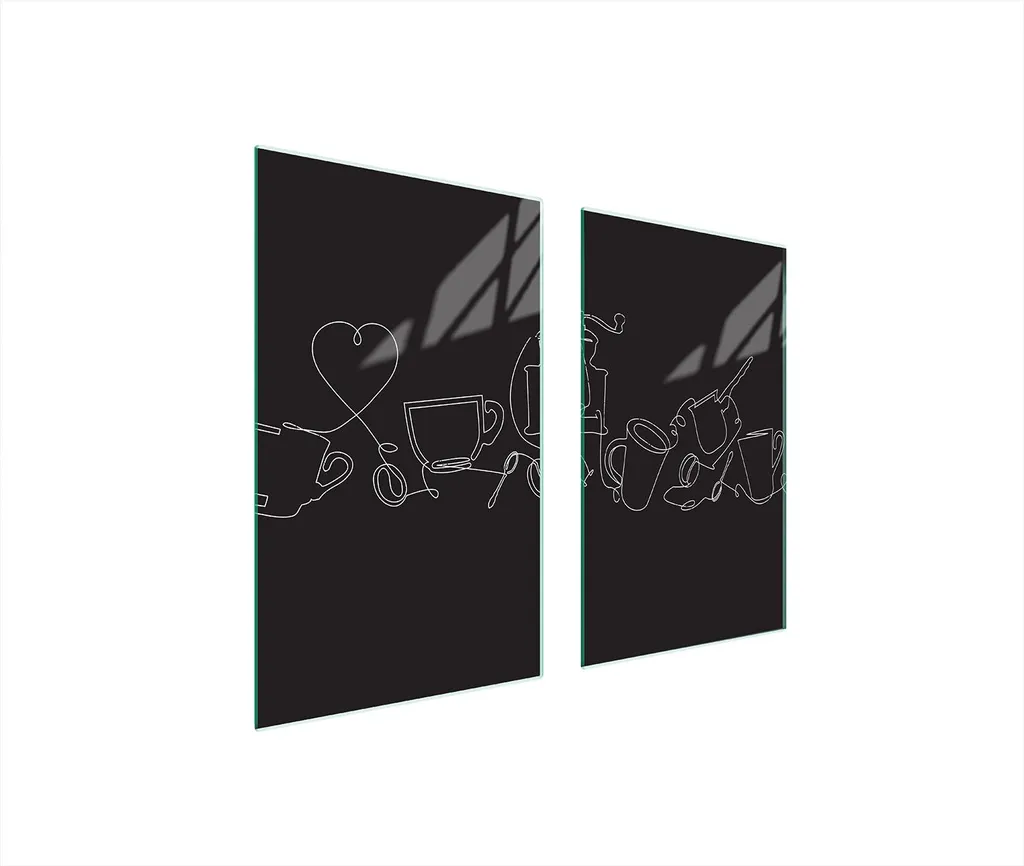 Set Coprifornelli 75x52 Professionali | Vetro Temperato Nero Tagliere