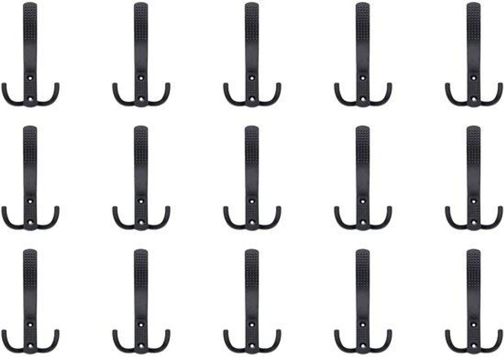 Wandhaken Doppelhaken aus Metall zur Wandmontage 14 cm Schwarz