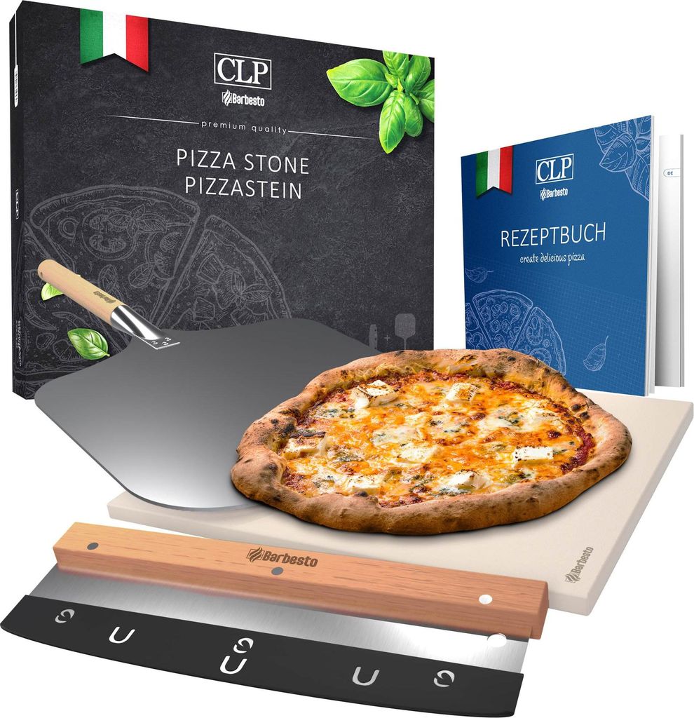 CLP Pizzastein mit Rezept-Buch für Backofen & Grill 38x30 Produktbild 