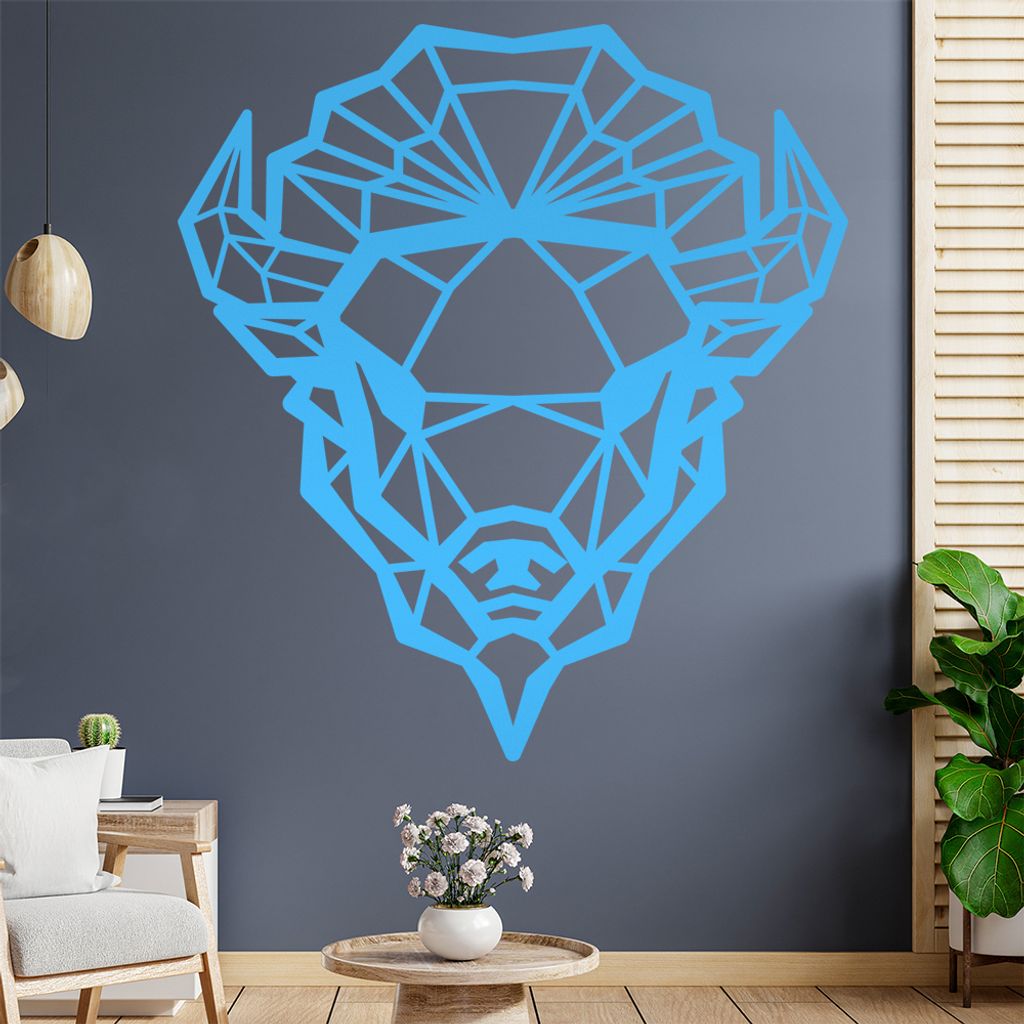 Bison Büffel Polygon Wandtattoo Wandaufkleber Wall Sticker - Dekoration, Küche, Wohnzimmer, Schlafzimmer, Badezimmer