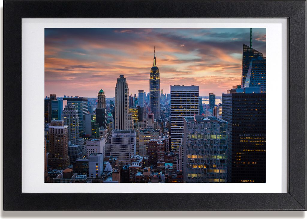 Bild 30x20 MDF-Rahmen, Wandkunst Manhattan New York City