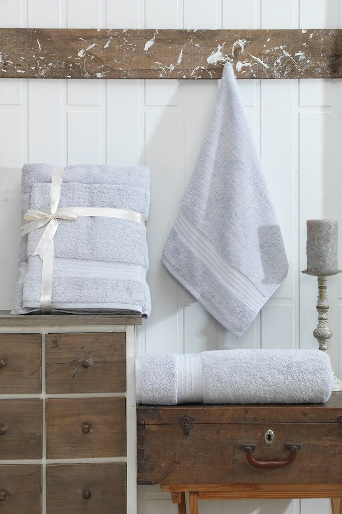Mijolnir, DS - Light Grey, Handtuchset (2 Stück), Hellgrau, 100% BAUMWOLLE, 50 x 70 cm