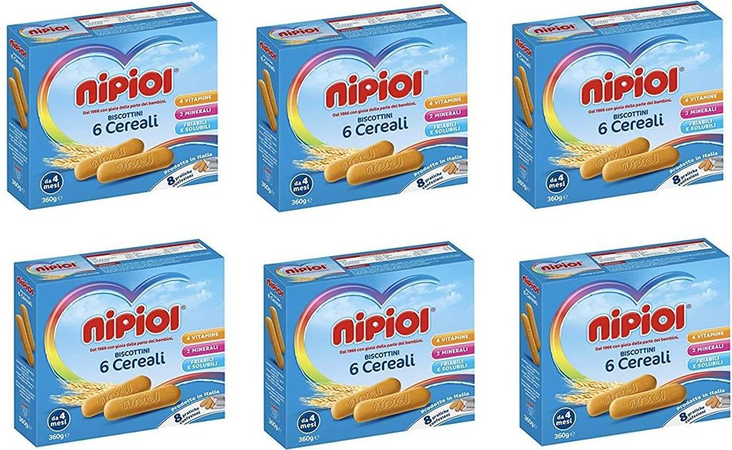 6x Nipiol il biscottini biscuits kinder kekse ab 6 Monaten 360g