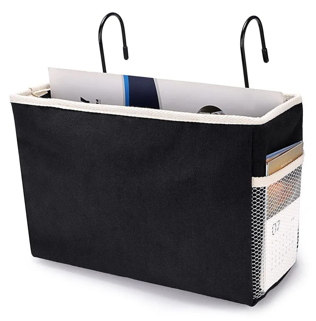 Organisateur de chevet suspendu noir, panier de rangement pour bureau