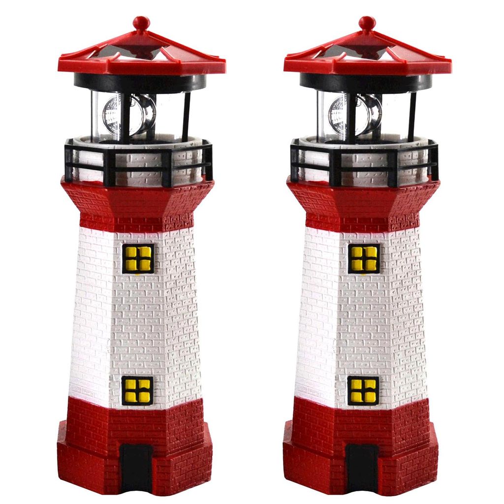 2er Set LED Solar Leuchtturm 28 cm | Garten Deko Produktbild 