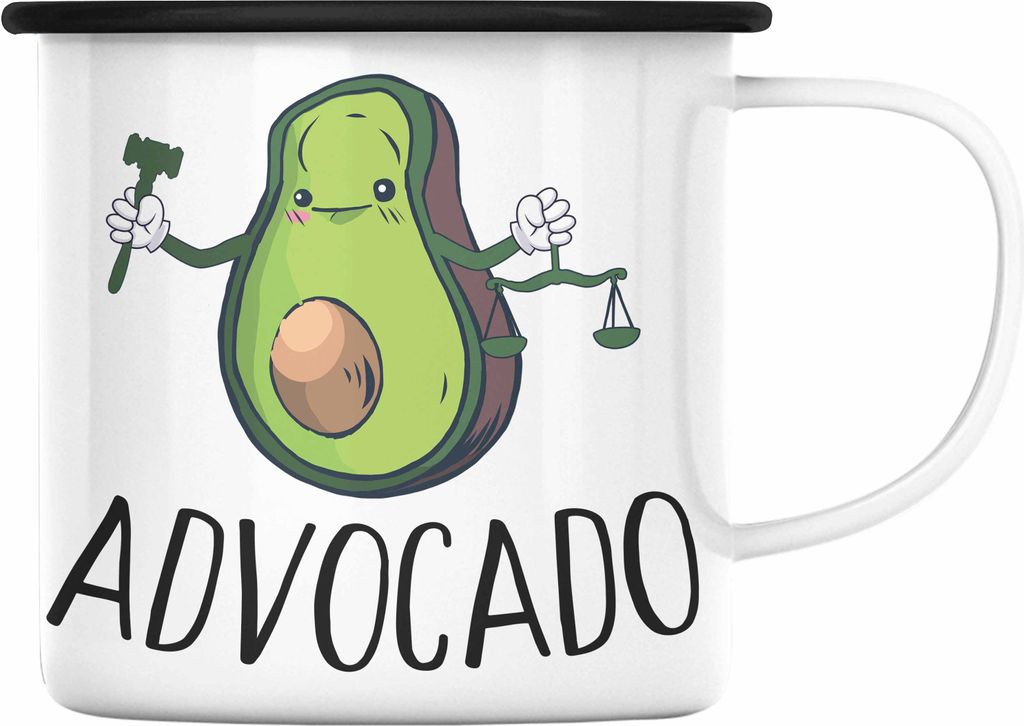 Trendation - Jurist Emaille Tasse Geschenk Anwalt Jura Student Examen Geschenkidee (Schwarz)