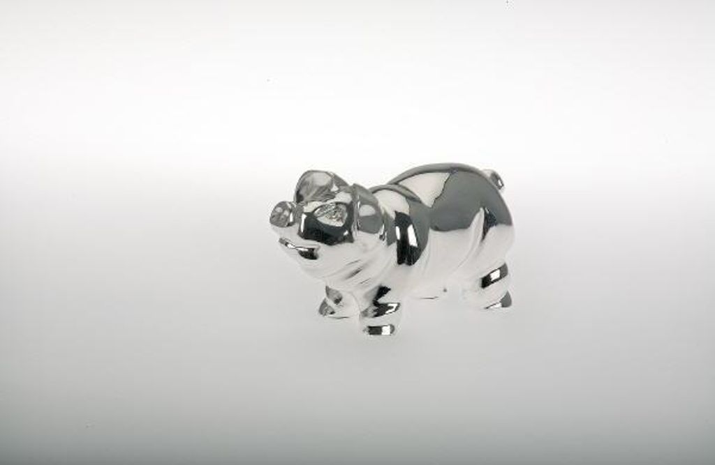 Schweinchen groß versilbert 6,0 x 2,5cm H 3,5cm