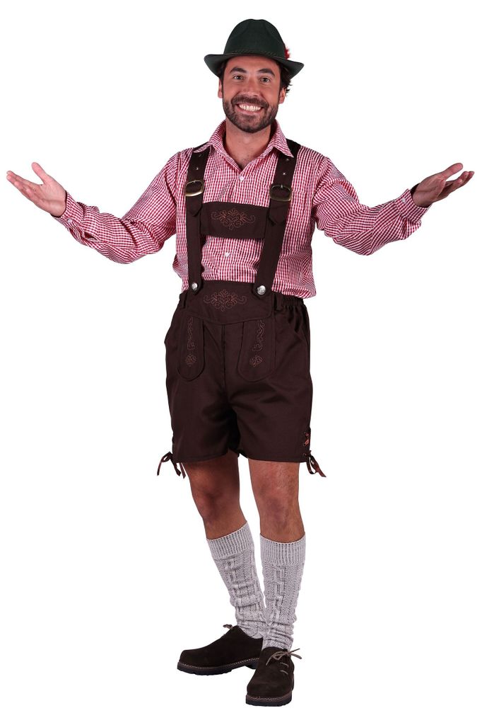 Oktoberfest-Kostüm-Set Klaus (Lederhose und Hemd), Braun XXL