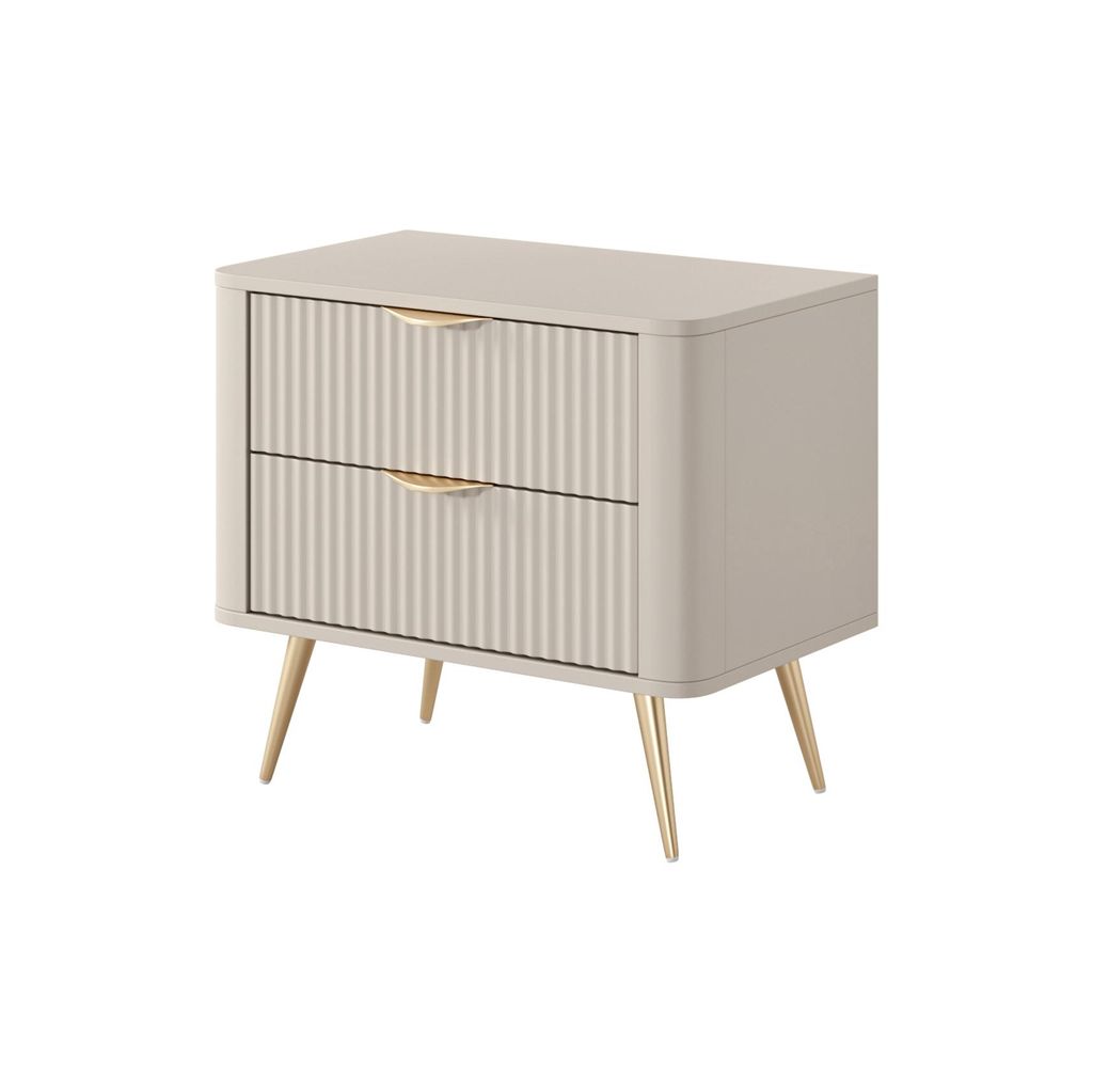 Nachttisch Lante, beige, 63,2 x 55,3 x 38 cm, geriffelte Produktbild 