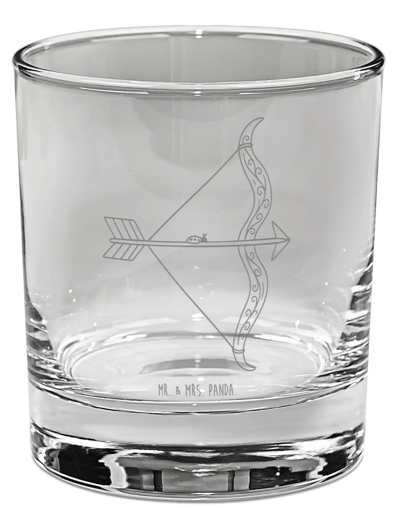 Mr. & Mrs. Panda Glas Sternzeichen Schütze - Transparent - Geschenk, Tumbler, Trinkglas, Geburtstag November, Longdrinkglas, Aszendent, Cocktailgl...