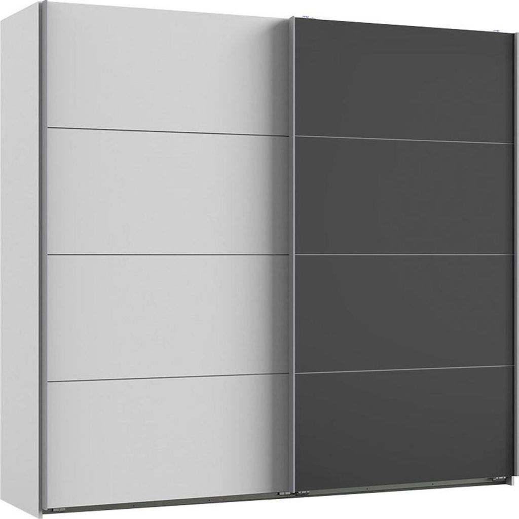 Schwebetüenschrank Valencia Kleiderschrank 225cm weiß glasgrau (17084)