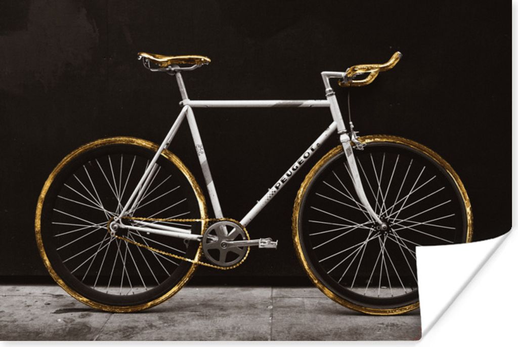MuchoWow Poster Rennrad - Schwarz - Gold 180x120 cm - Fotoplakat