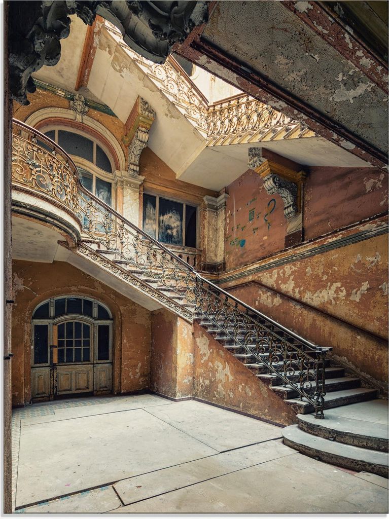 ARTland Glasbild Lost Places Verlassene Orte Treppenhaus Größe: 60x80 cm