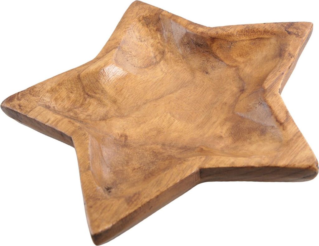 Dekoschale Stern aus Paulownia-Holz – rustikale Weihnachtsdeko in Braun – 26 x 4 cm – natürliche Schale zum Befüllen