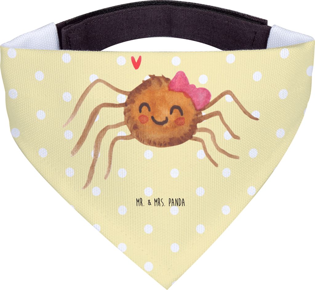 Mr. & Mrs. Panda Dreieckstuch Spinne Agathe Freude - Gelb Pastell - Geschenk, Halstuch für Hund, Bandana, Hunde Hals Tuch, Viraler Hit, Trend, Vir...