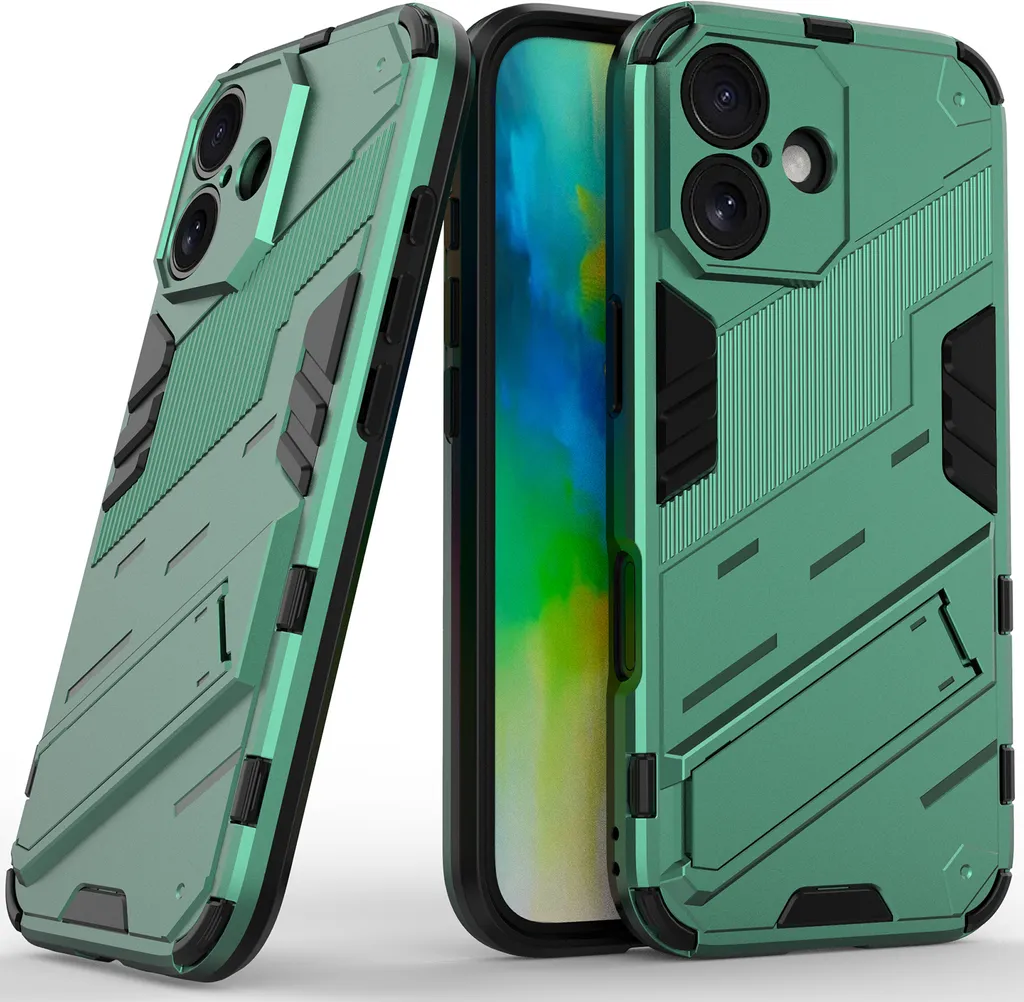 Custodia Protettiva Verde iPhone 16 Plus con Supporto Stand