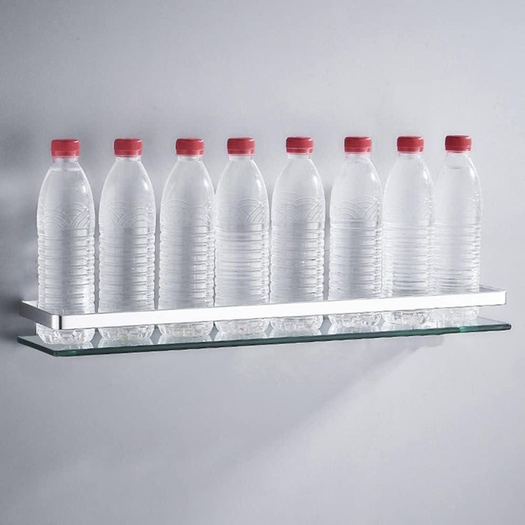 35CM wandmontierte Glasablage - rostfreies Aluminium - 1 Stück - 8mm dickes gehärtetes Glas