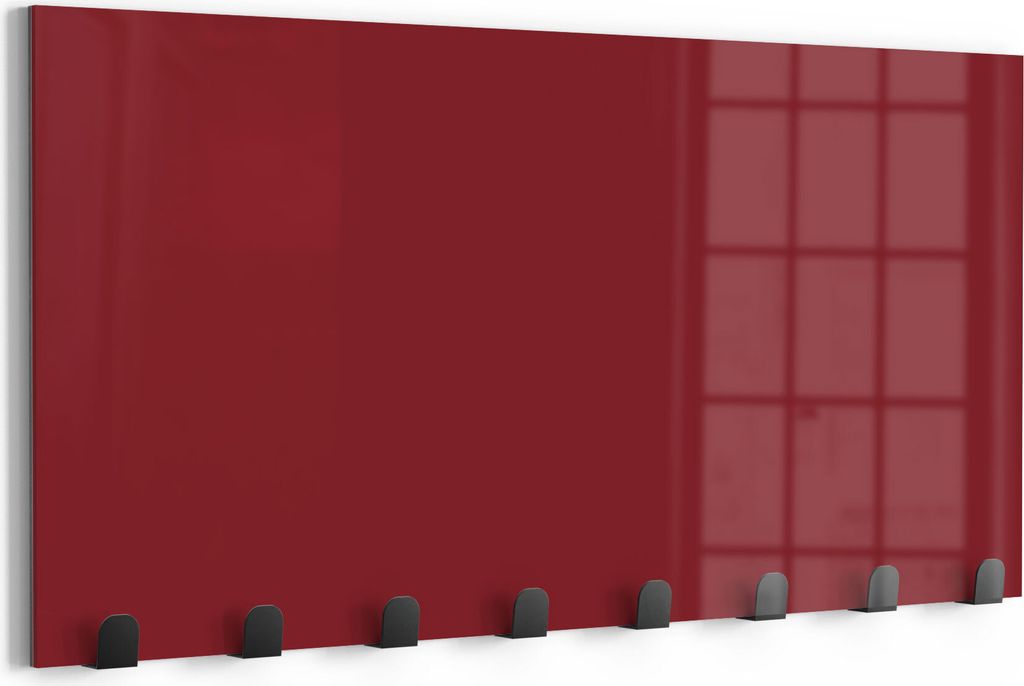 DEQORI Kleiderhaken Glas 60x30 cm 'Dunkelrot' Wand Garderobe beschreibbar Paneel