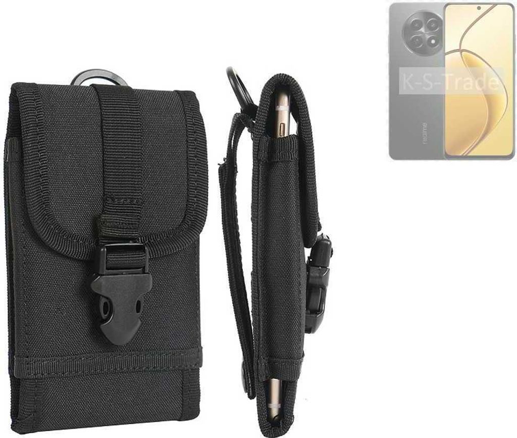 K-S-Trade Holster Handy Hülle kompatibel mit Realme C65 5G Holster Handytasche Gürtel Tasche Schutz Hülle Robust Outdoor schwarz