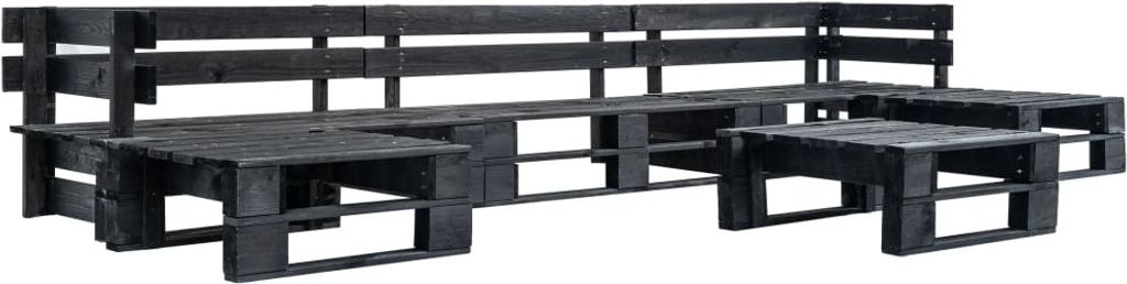 6-tlg. Garten-Paletten-Sofagarnitur Schwarz Holz , Gartenmöbel-Sets Design 2024