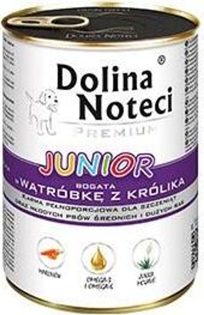 Dolina Noteci Junior Glutenfrei Premium Nassfutter für Mittelgroße und Große Rassen - Reich an Kaninchenleber 400g (12-er pack)