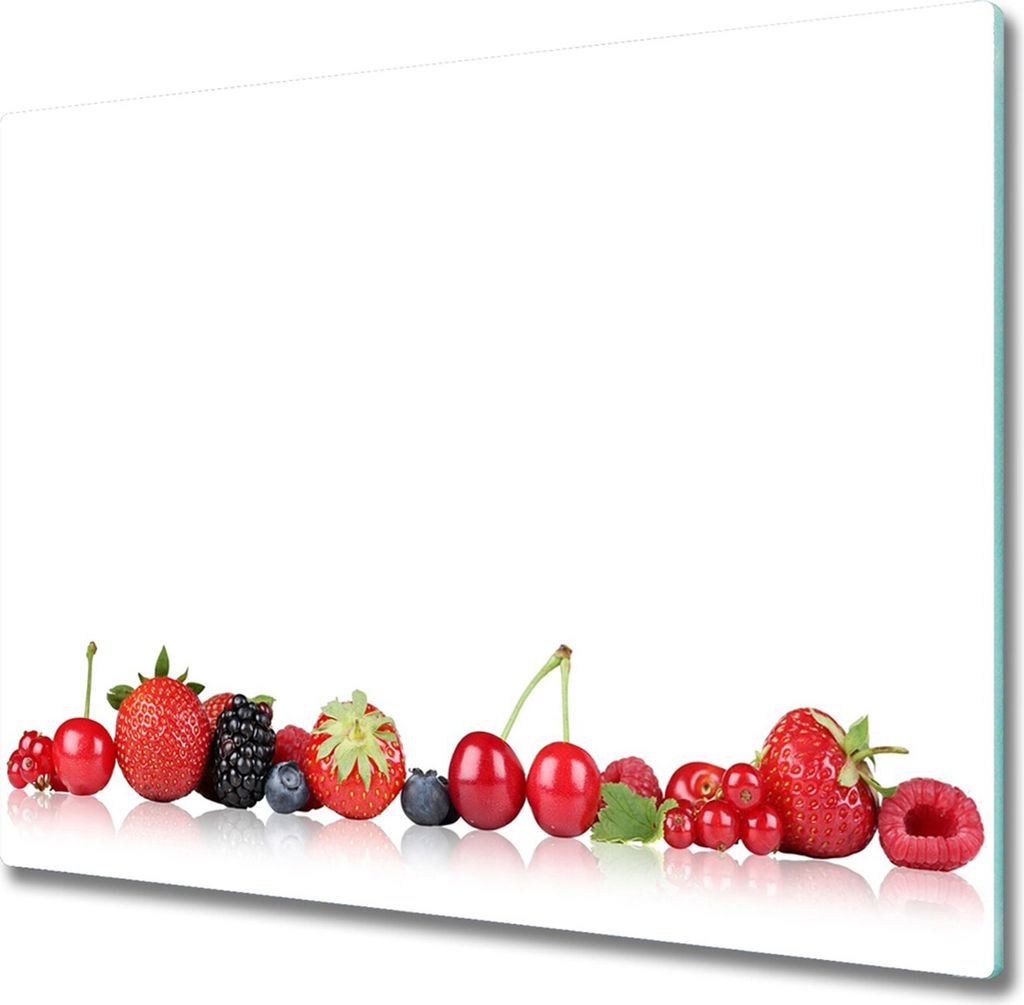 Glas Herdabdeckplatte 60x52 cm Spritzschutz Glasabdeckplatte Schneidebrett Früchte in Reihe