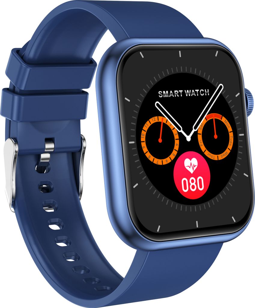 INF Smartwatch mit Herzfrequenz-, Blutdruck-, Blutsauerstoffmessung und mehreren Sportmodi Blau