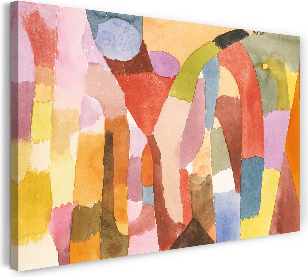 Leinwandbild (60x40cm): Paul Klee - Bewegung von gewölbten Räumen (1915), echter Holz-Keilrahmen inkl. Aufhänger, handgefertigt in Deutschland