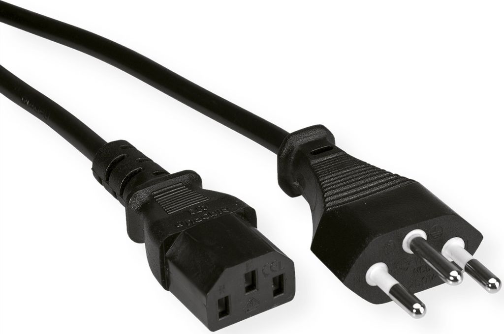 VALUE Netzkabel T12 auf C13, schwarz, 1,8 m