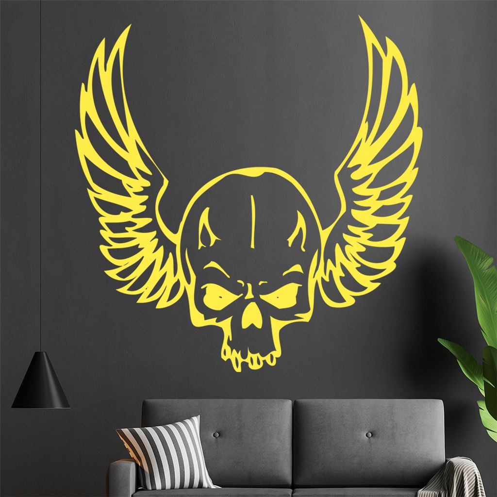 Himmel & Hölle Schädel Wandtattoo in 6 Größen - Wandaufkleber Wall Sticker - Dekoration, Küche, Wohnzimmer, Schlafzimmer, Badezimmer
