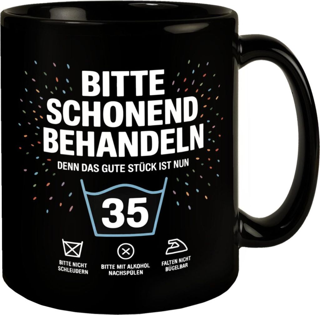 Wäschepflegeetikett Kaffeebecher bitte schonend behandeln wird 35