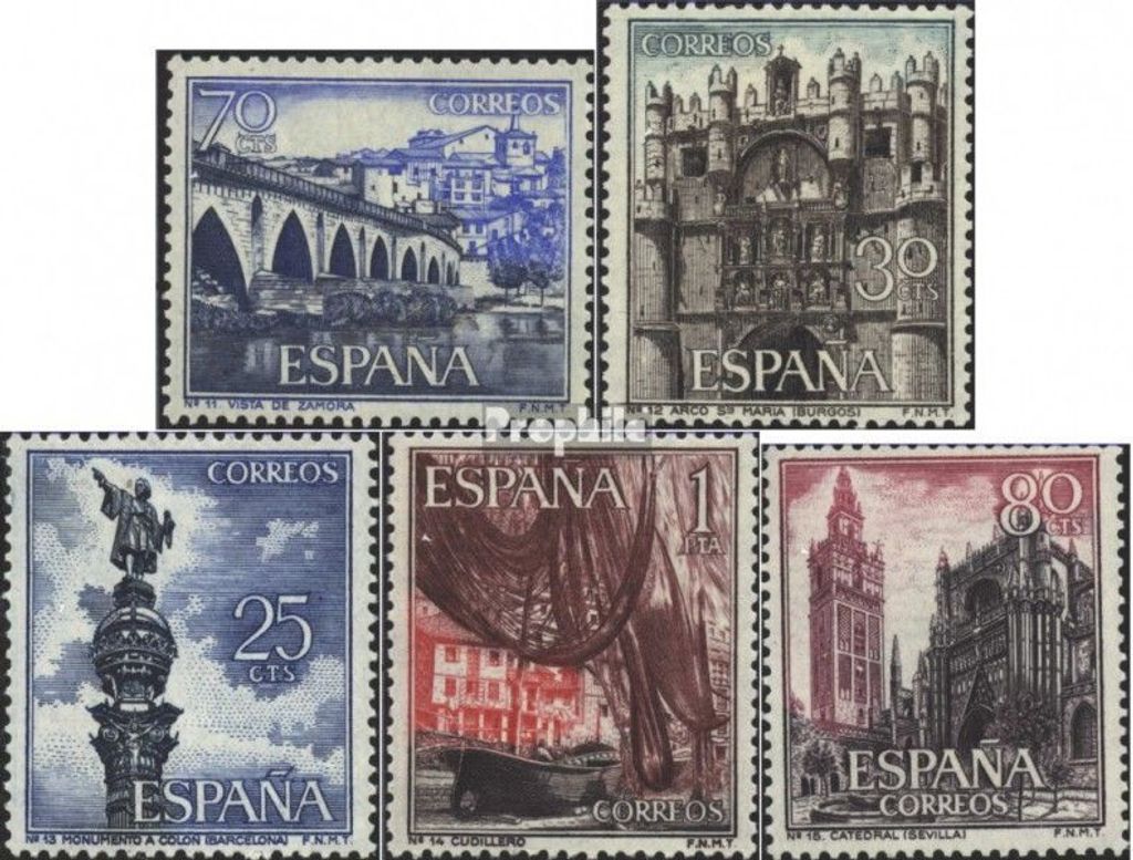 Briefmarken Spanien 1965 Mi 1527,1529,1535,1547,1554 (kompl.Ausg.) postfrisch Sondermarken