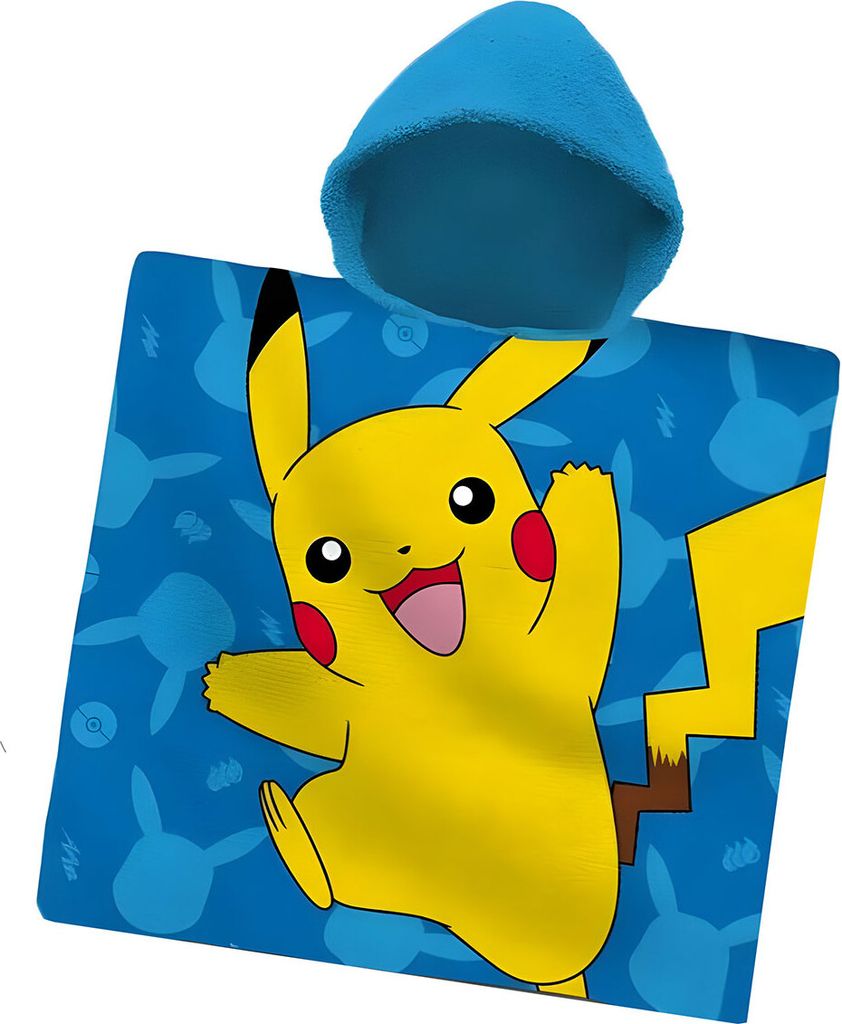 Poncho enfant bleu 60x120 cm - Pokémon/Pikachu et Squirtle Image du produit 