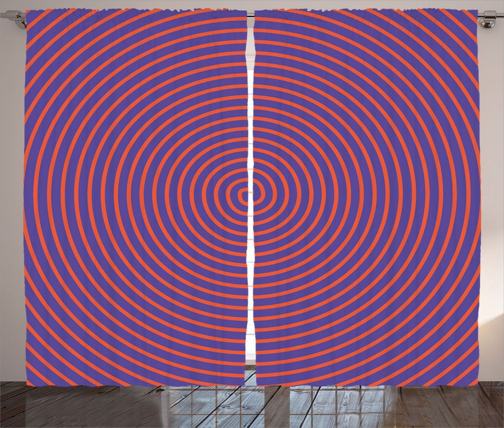 ABAKUHAUS Psychedelisch Rustikaler Vorhang, Hypnotic Spiral, Wohnzimmer Universalband Gardinen mit Schlaufen und Haken, 280 x 245 cm, Violet orange