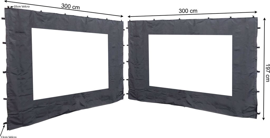 2 Seitenteile mit PE Fenster 300x197cm für Rank Pavillon Produktbild 