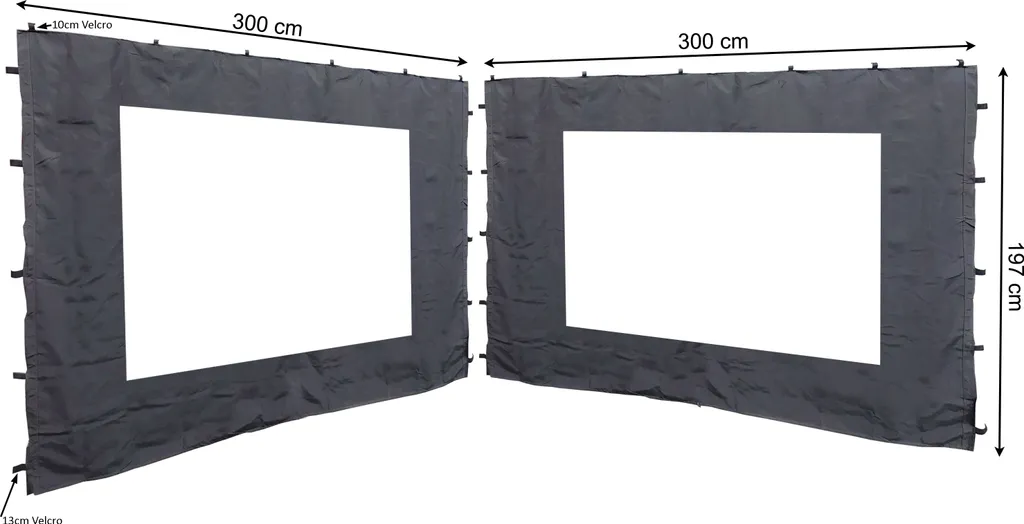 Parois de rechange pour tonnelle 3x3m anthracite anti-vent avec fenêtre