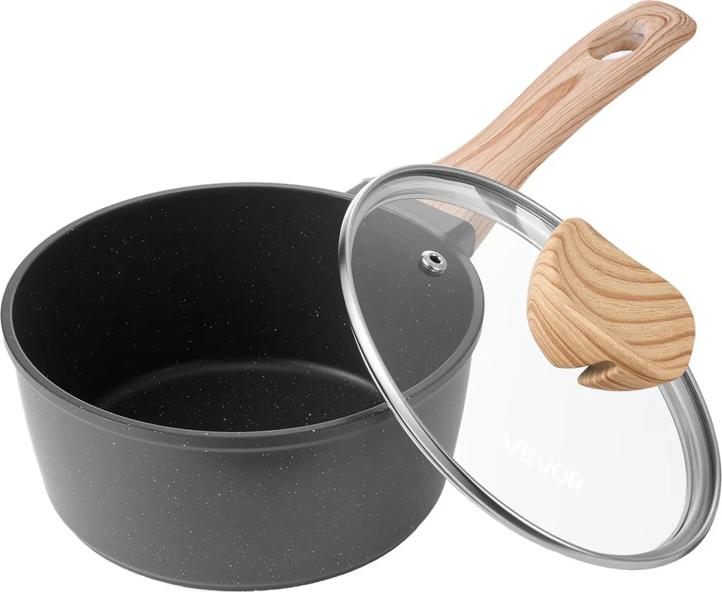 VEVOR Casseruola 1.42L Alluminio Nero | Antiaderente Professionale