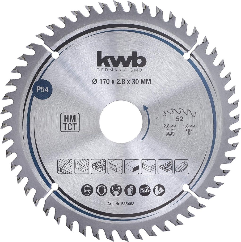 Lama per sega circolare kwb 170 x 30 mm, taglio molto fine, Immagine del prodotto 