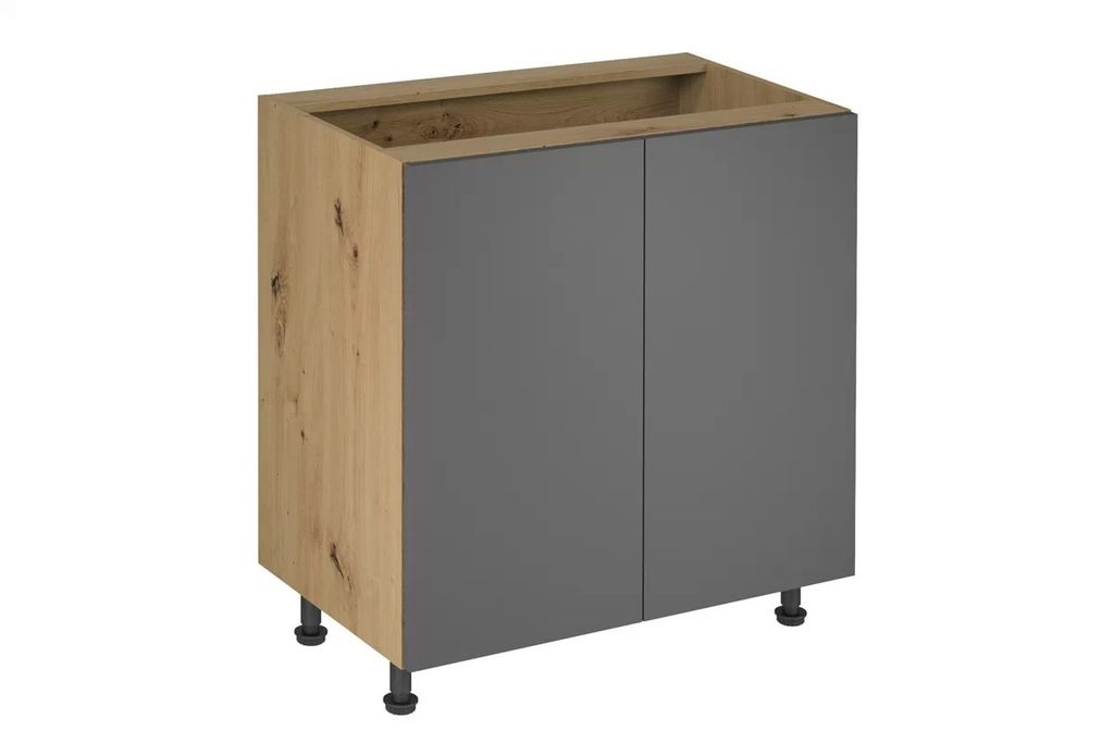 Küchenunterschrank mit 2 Türen 80 cm ohne Arbeitsplatte, Langen D80 Grau/Matt